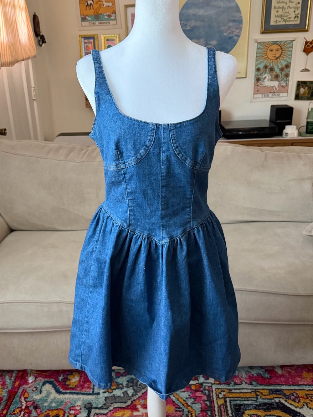 Gianni Bini Dark Blue Denim Dress Corset-Style Fit & Flare dress Size 8 Medium